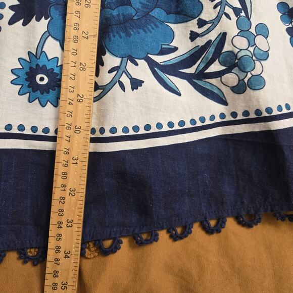 Farm Rio Tropical Tiles Mini Dress M Beaded Tassels Beachy Boho Cottage Hippie - Picture 12 of 12